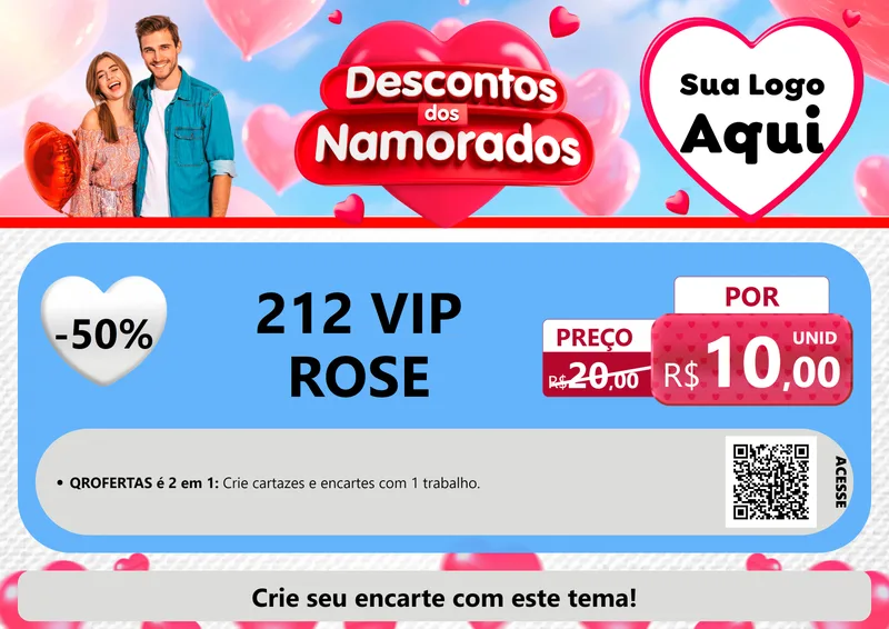 Modelo de Cartaz para Cartaz A4 Horizontal com o tema Descontos dos Namorados para Perfumes