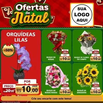 Modelo de Rede Social para Feed Facebook com o tema Ofertas de Natal para Floricultura e jardim