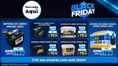 Modelo de TV para TV Horizontal com o tema Black Friday para Baterias Elétricas