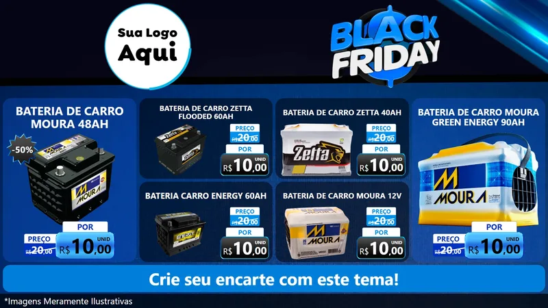 Modelo de TV para TV Horizontal com o tema Black Friday para Baterias Elétricas