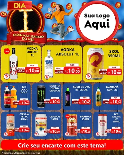 Modelo de Rede Social para Feed Instagram com o tema Dia I - O Dia Mais Barato Do Mês para Distribuidora de bebidas