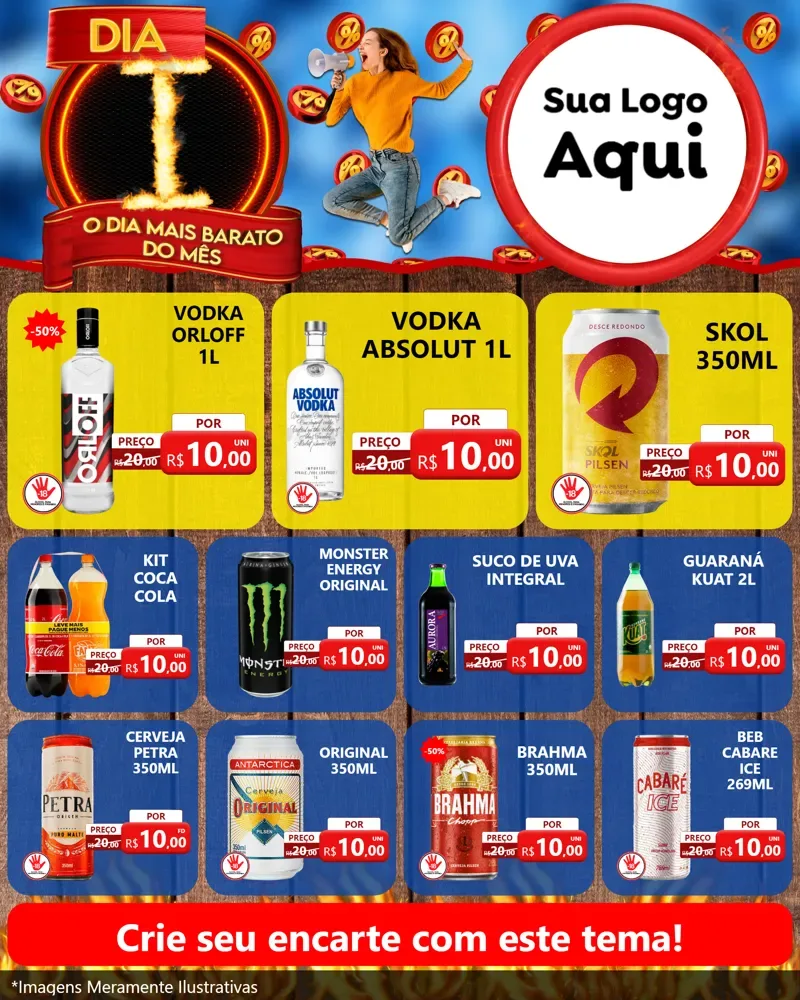 Modelo de Rede Social para Feed Instagram com o tema Dia I - O Dia Mais Barato Do Mês para Distribuidora de bebidas