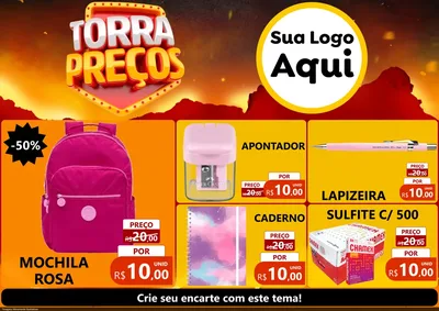Modelo de Encarte para Encarte A4 Horizontal com o tema Torra Preços para Papelaria