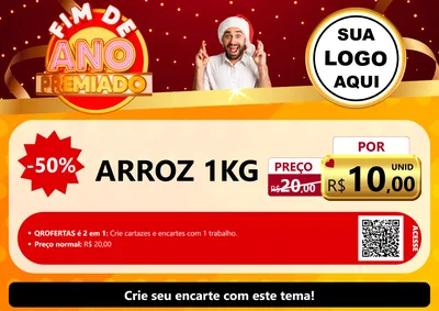 Modelo de Cartaz para Cartaz A4 Horizontal com o tema Fim de Ano Premiado para Supermercado
