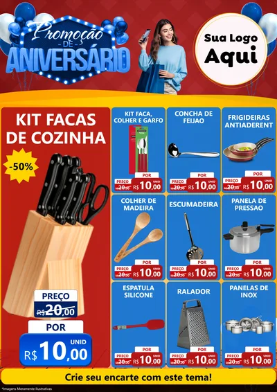 Modelo de Encarte para Encarte A4 Vertical com o tema Promoção de Aniversário para Utilidades Domésticas