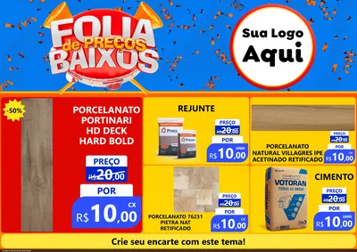 Modelo de Encarte para Encarte A4 Horizontal com o tema Folia de Preços Baixos para Pisos e revestimentos