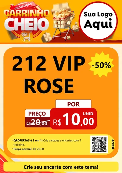 Modelo de Cartaz para Cartaz A4 Vertical com o tema Promoção carrinho cheio para Perfumes