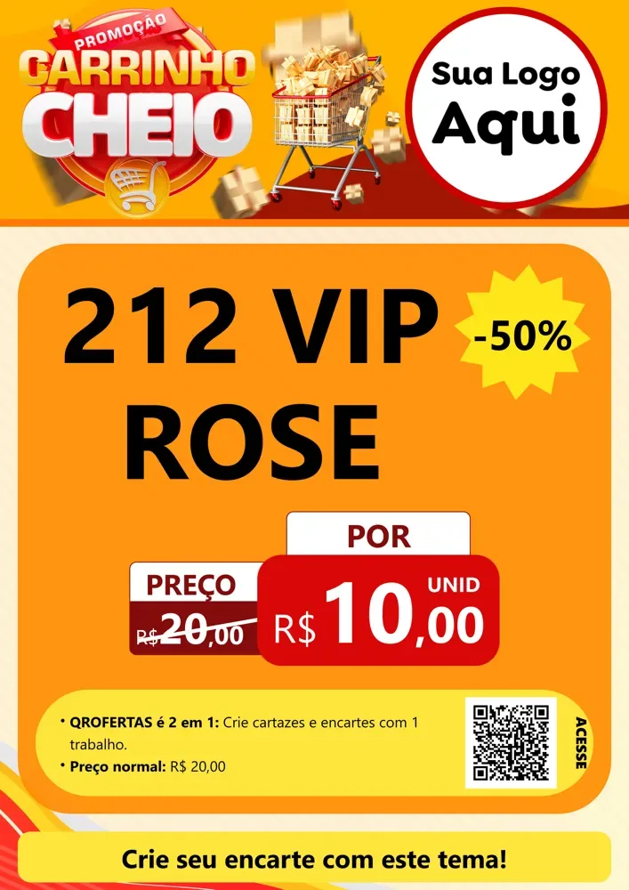 Modelo de Cartaz para Cartaz A4 Vertical com o tema Promoção carrinho cheio para Perfumes