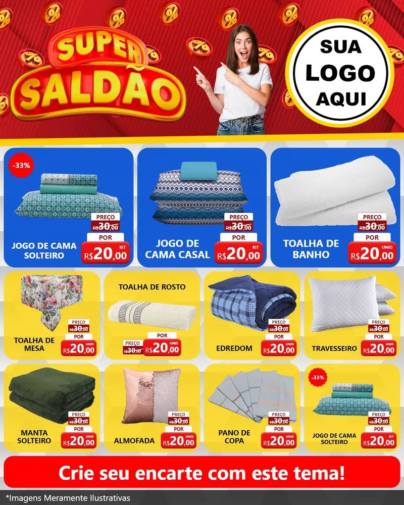 Modelo de Rede Social para Feed Instagram com o tema Super Saldão para Cama, Mesa e Banho