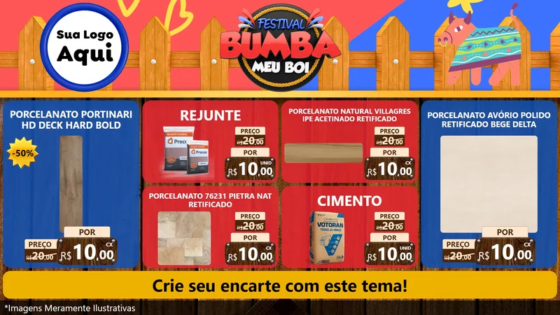 Modelo de TV para TV Horizontal com o tema Festival Bumba Meu Boi para Pisos e revestimentos