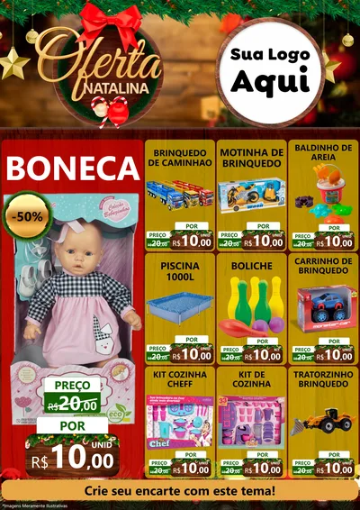 Modelo de Encarte para Encarte A4 Vertical com o tema Ofertas Natalina para Brinquedos