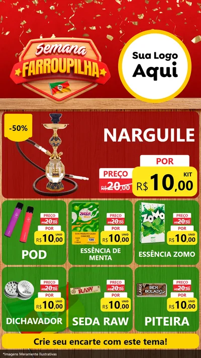 Modelo de Rede Social para Stories com o tema Semana Farroupilha para Tabacaria