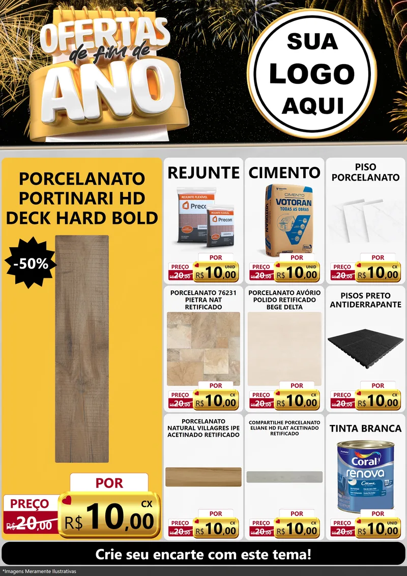 Modelo de Encarte para Encarte A4 Vertical com o tema Ofertas de Fim de Ano para Pisos e revestimentos