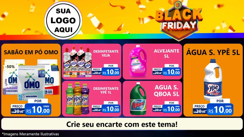 Modelo de TV para TV Horizontal com o tema Black Friday para Produtos de Limpeza