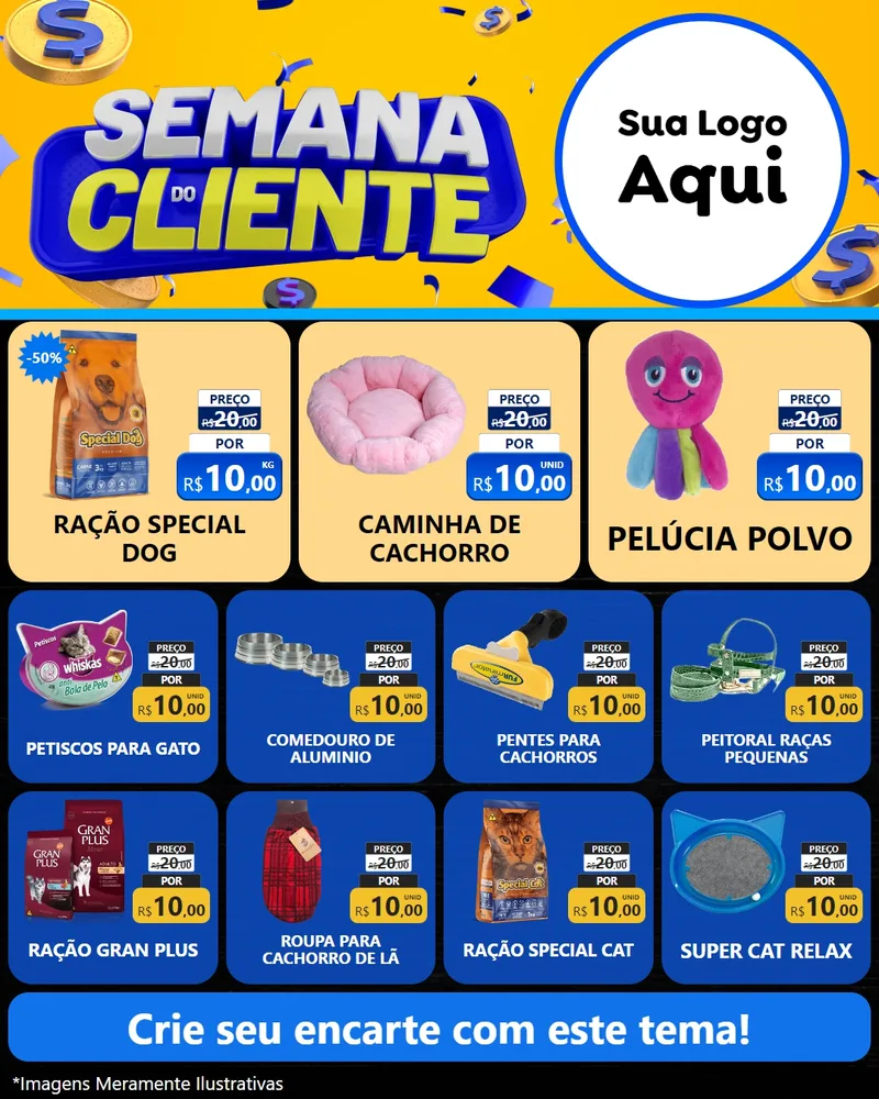 Modelo de Rede Social para Feed Instagram com o tema Semana do Cliente para Pet Shop