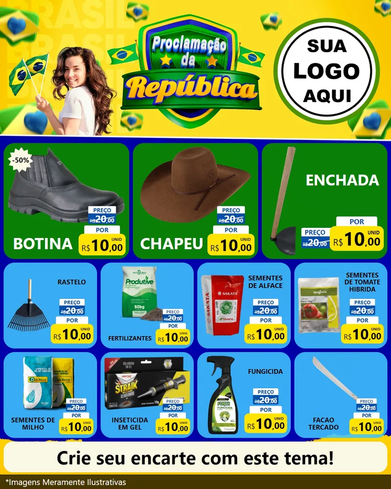Modelo de Rede Social para Feed Instagram com o tema Proclamação da República para Agropecuária