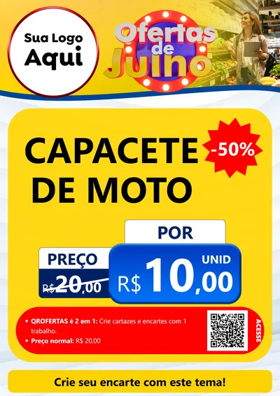 Modelo de Cartaz para Cartaz A4 Vertical com o tema Ofertas de Julho para Moto peças