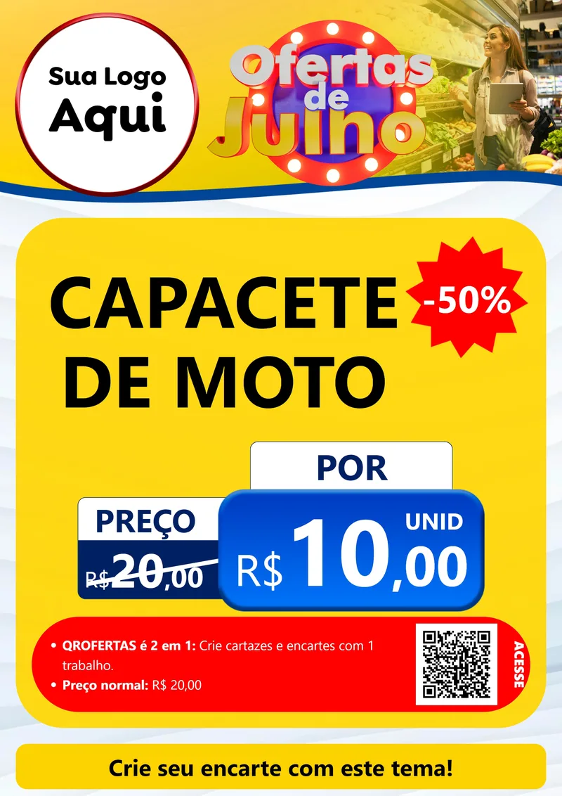 Modelo de Cartaz para Cartaz A4 Vertical com o tema Ofertas de Julho para Moto peças
