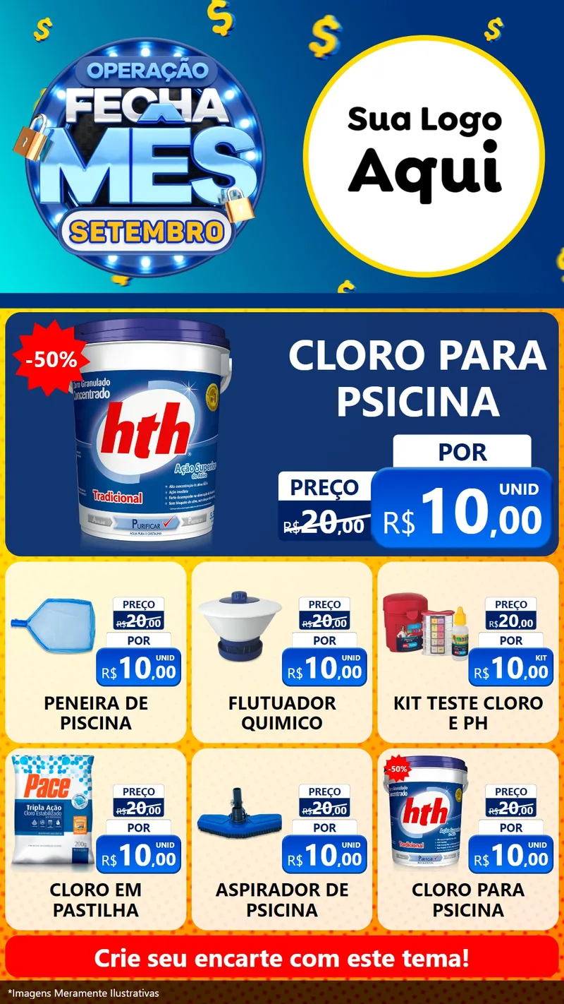 Modelo de Rede Social para Stories com o tema Operação Fecha Mês Setembro para Produtos para Piscina