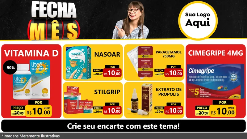 Modelo de TV para TV Horizontal com o tema Fecha Mês para Farmácia