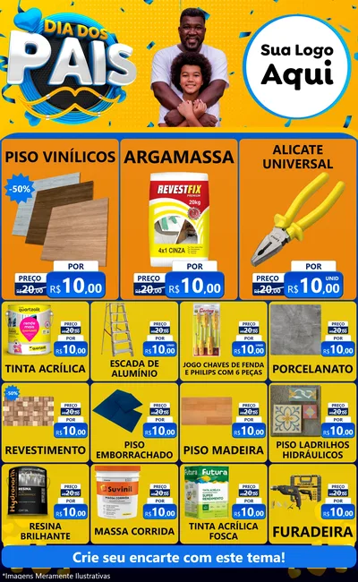 Modelo de Encarte para Encarte Grande com o tema Dia dos Pais para Material para Construção