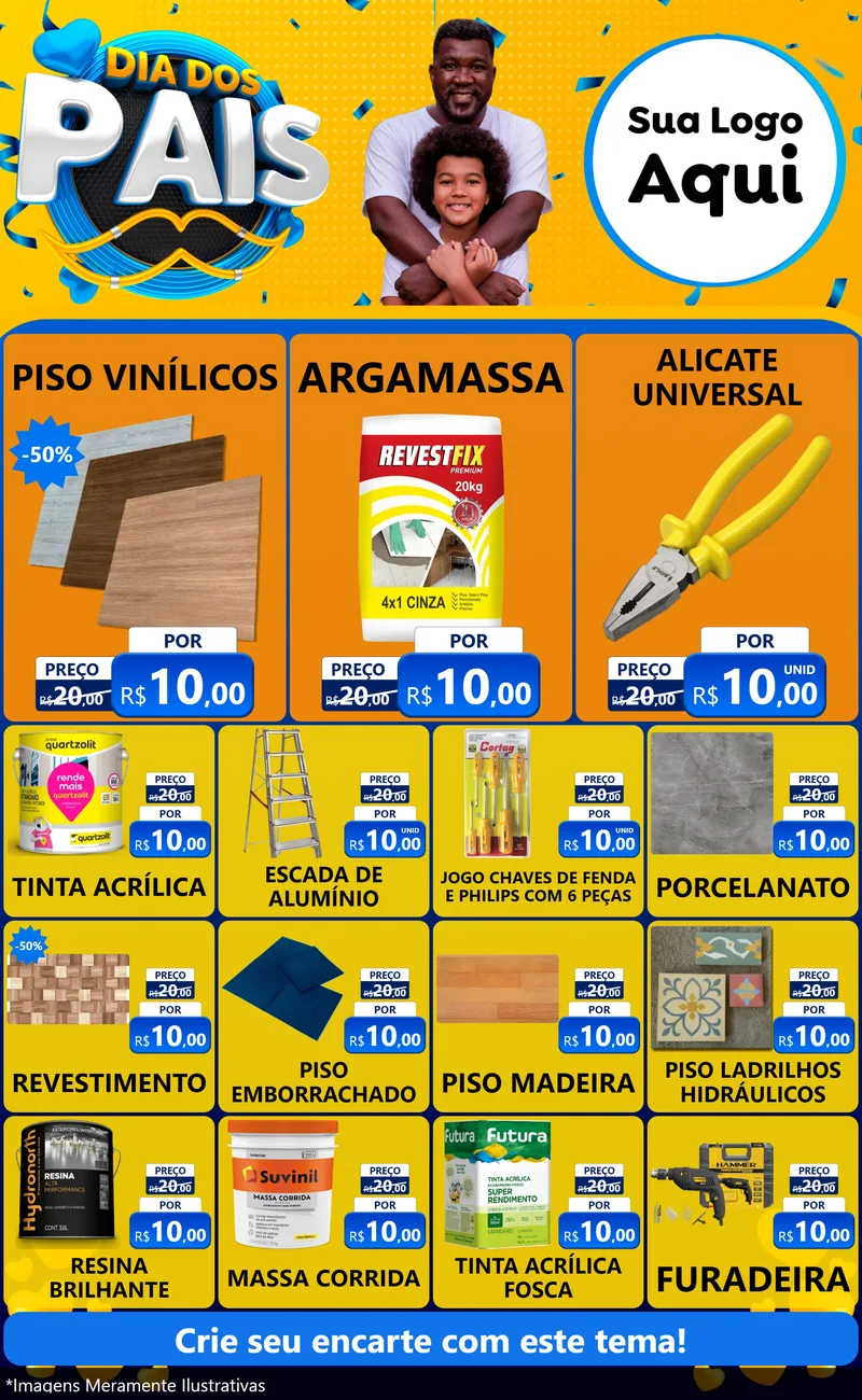 Modelo de Encarte para Encarte Grande com o tema Dia dos Pais para Material para Construção
