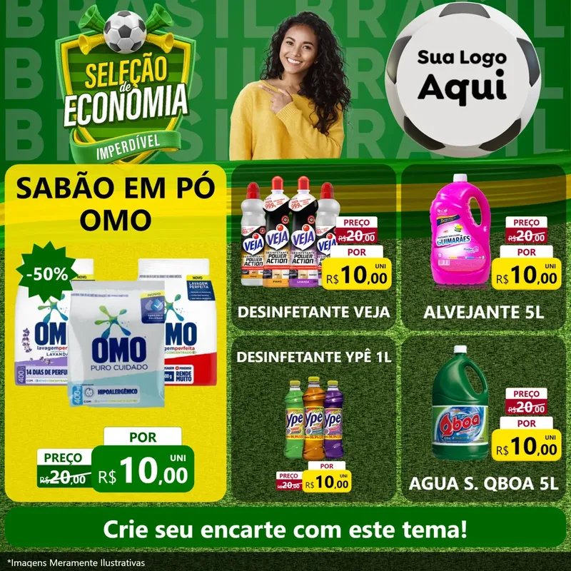 Modelo de Rede Social para Feed Facebook com o tema Seleção de Economia - Copa para Produtos de Limpeza