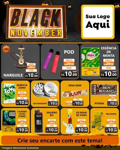 Modelo de Rede Social para Feed Instagram com o tema Black November para Tabacaria