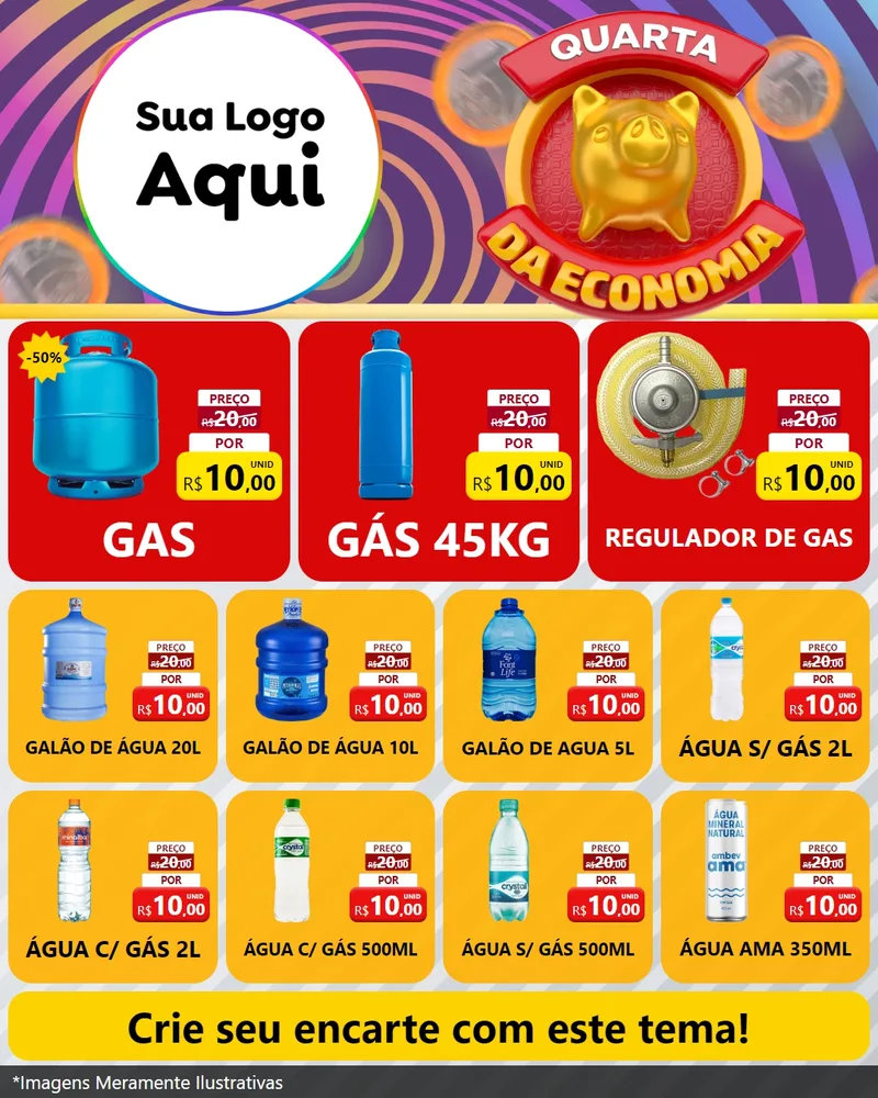 Modelo de Rede Social para Feed Instagram com o tema Quarta da Economia para Água e gás