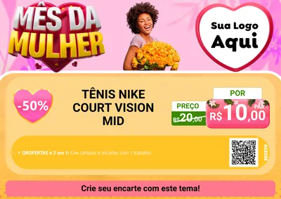 Modelo de Cartaz para Cartaz A4 Horizontal com o tema Mês da Mulher para Calçados