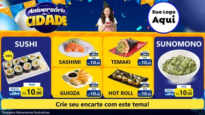 Modelo de TV para TV Horizontal com o tema Aniversário da Cidade para Comida japonesa