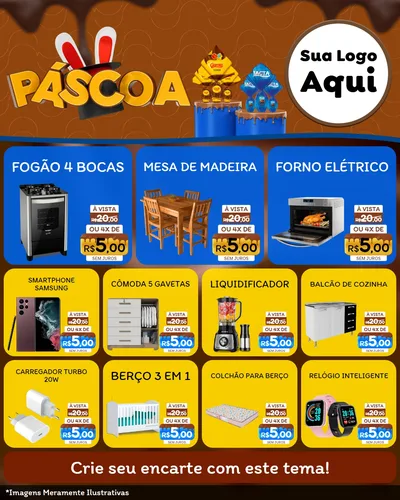 Modelo de Rede Social para Feed Instagram com o tema Páscoa para Móveis e Eletro