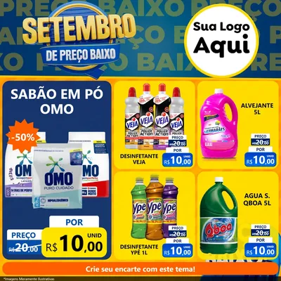 Modelo de Rede Social para Feed Facebook com o tema Setembro De Preço Baixo para Produtos de Limpeza