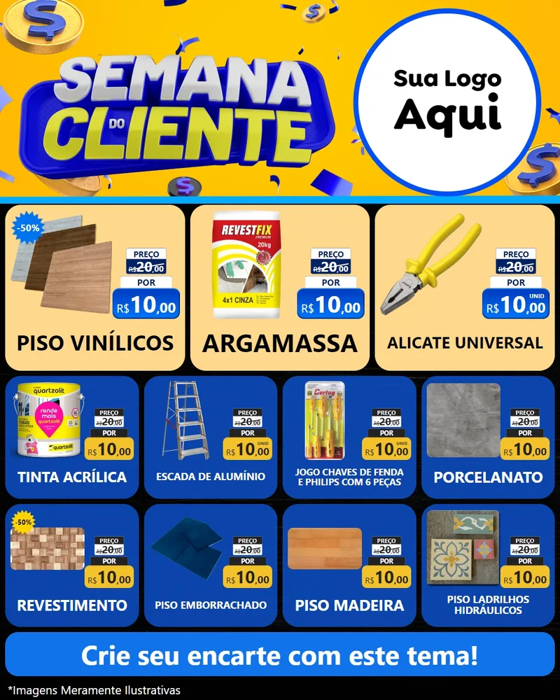 Modelo de Rede Social para Feed Instagram com o tema Semana do Cliente para Material para Construção