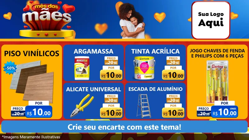 Modelo de TV para TV Horizontal com o tema Mês das Mães para Material para Construção