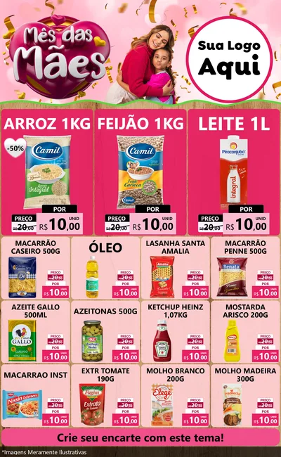 Modelo de Encarte para Encarte Grande com o tema Mês das Mães para Supermercado