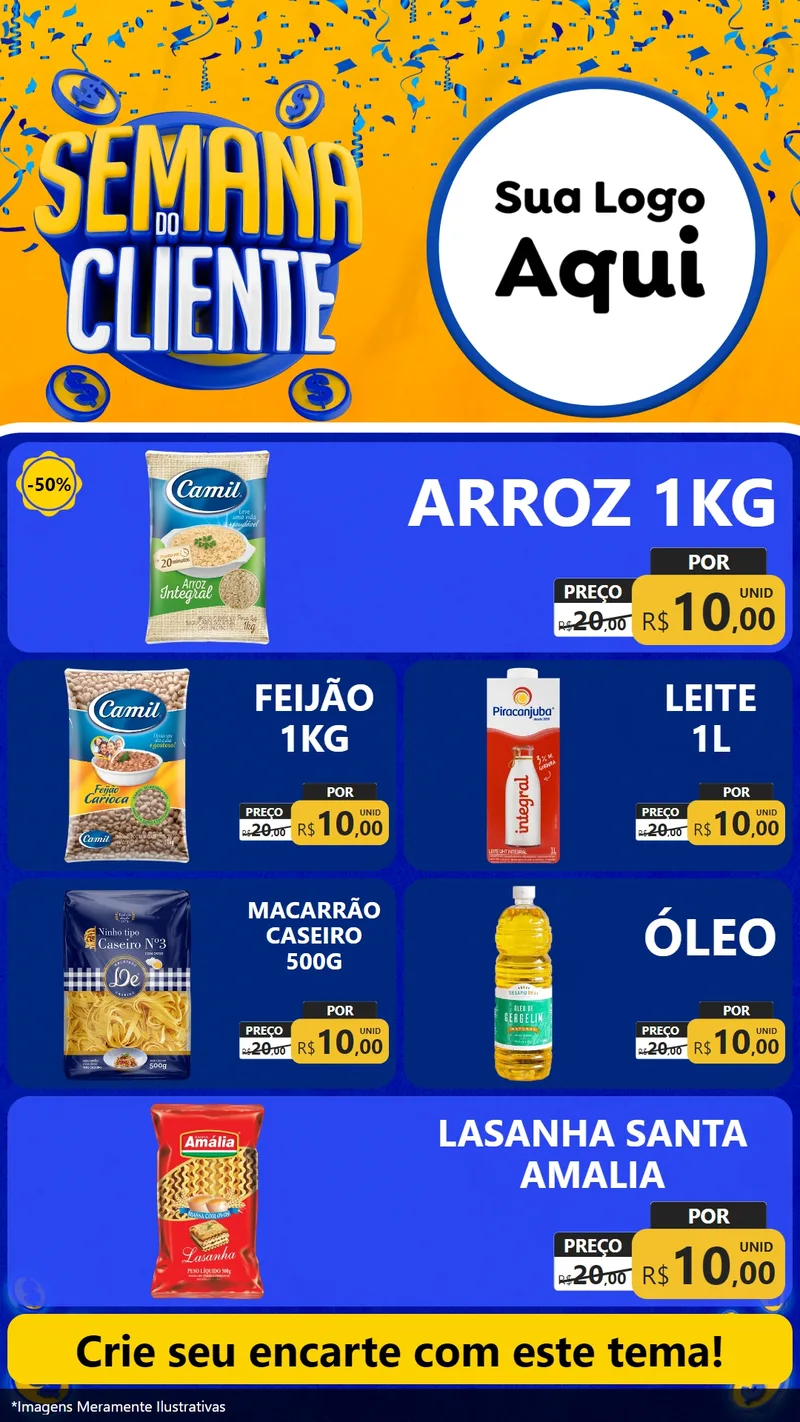 Modelo de TV para TV Vertical com o tema Semana do Cliente para Supermercado