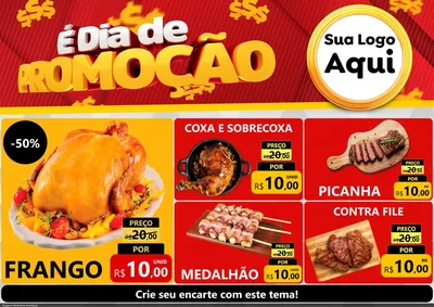 Modelo de Encarte para Encarte A4 Horizontal com o tema É Dia De Promoção para Assados