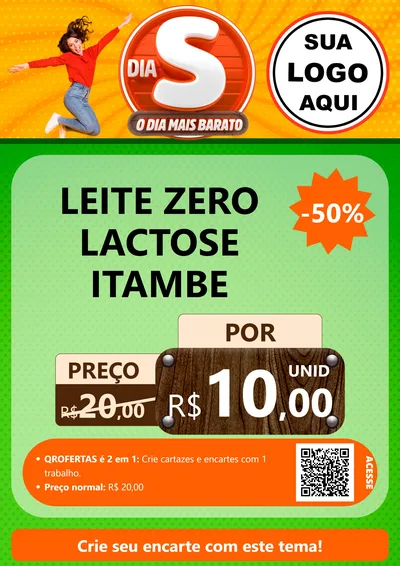 Modelo de Cartaz para Cartaz A4 Vertical com o tema Dia S - O Dia Mais Barato para Frios e Laticínios