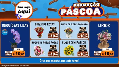 Modelo de TV para TV Horizontal com o tema Promoção Páscoa para Floricultura e jardim