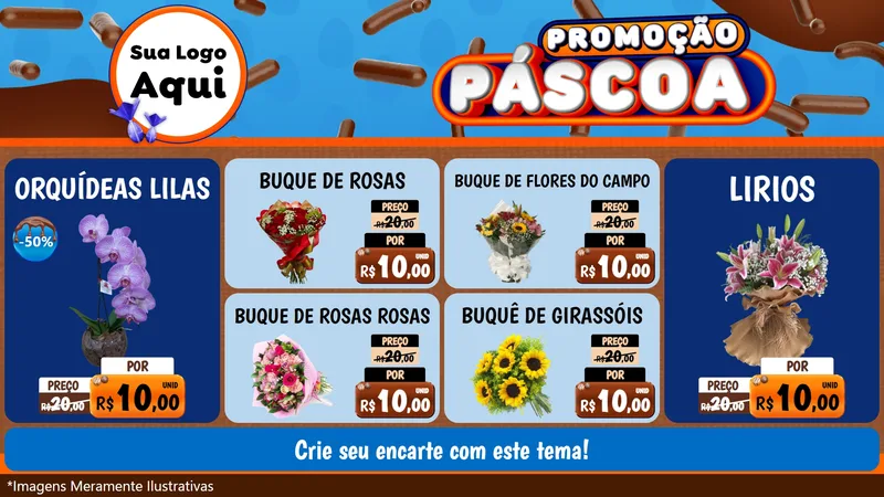 Modelo de TV para TV Horizontal com o tema Promoção Páscoa para Floricultura e jardim