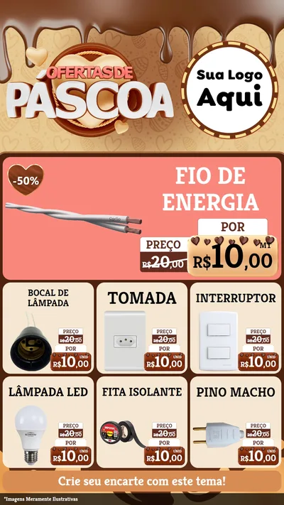 Modelo de Rede Social para Stories com o tema Ofertas de Páscoa para Materiais Elétricos