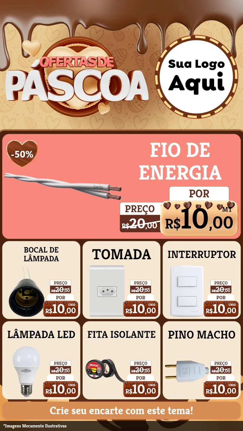 Modelo de Rede Social para Stories com o tema Ofertas de Páscoa para Materiais Elétricos