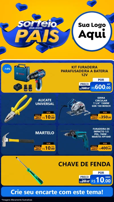 Modelo de TV para TV Vertical com o tema Sorteio Dia dos Pais para Maquinas e Ferramentas