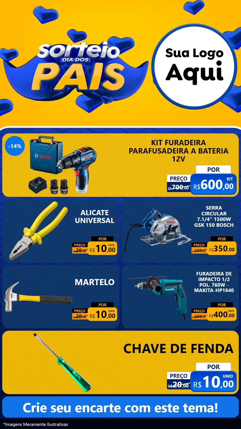 Modelo de TV para TV Vertical com o tema Sorteio Dia dos Pais para Maquinas e Ferramentas