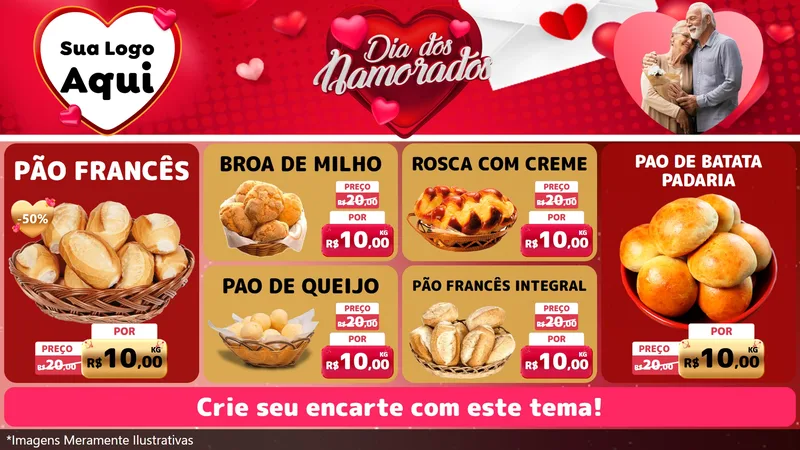 Modelo de TV para TV Horizontal com o tema Dia Dos Namorados para Padaria