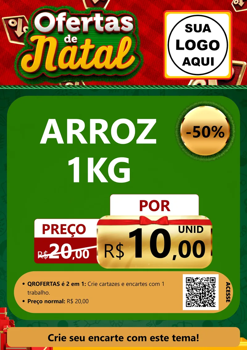 Modelo de Cartaz para Cartaz A4 Vertical com o tema Ofertas de Natal para Supermercado