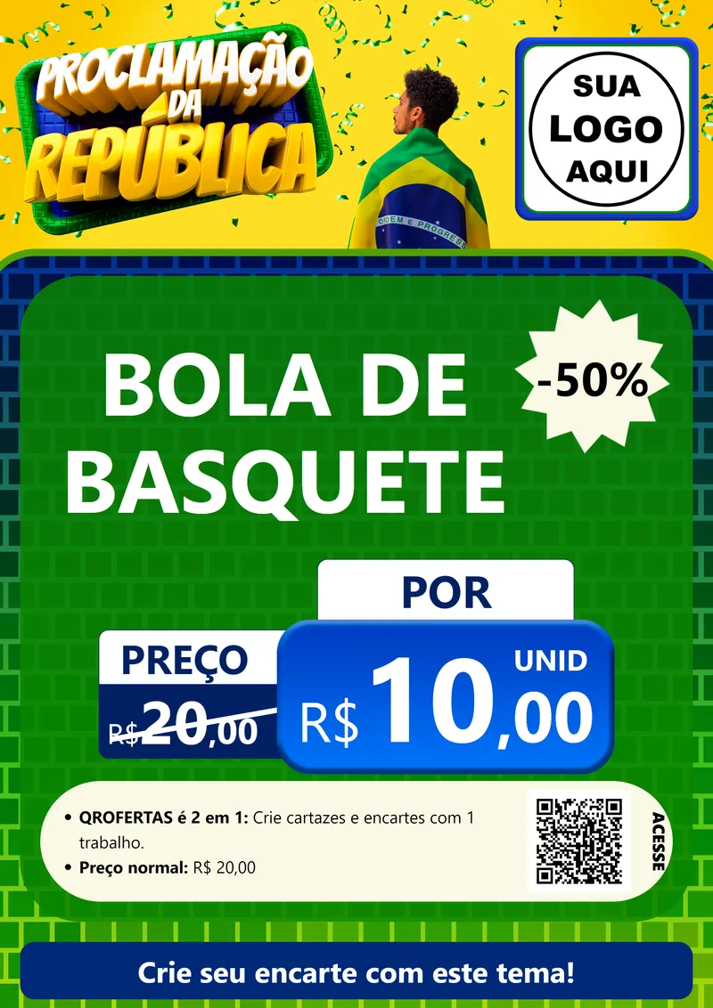 Modelo de Cartaz para Cartaz A4 Vertical com o tema Proclamação da República para Artigos Esportivos