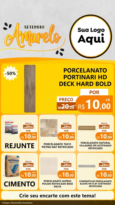 Modelo de Rede Social para Stories com o tema Setembro Amarelo para Pisos e revestimentos