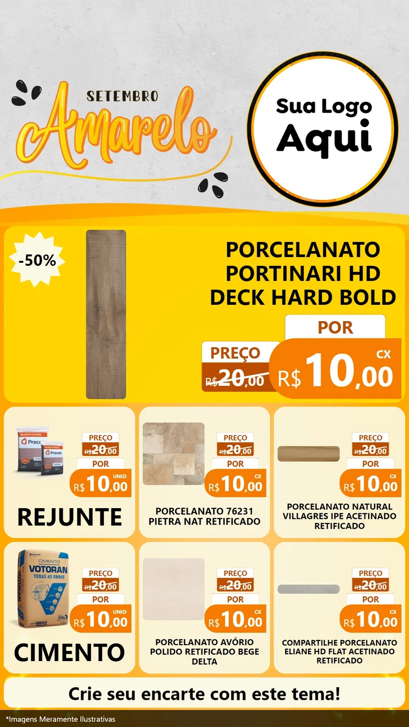 Modelo de Rede Social para Stories com o tema Setembro Amarelo para Pisos e revestimentos